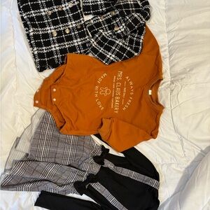 Stylish Baby Outfit Set - Black, White, Orange